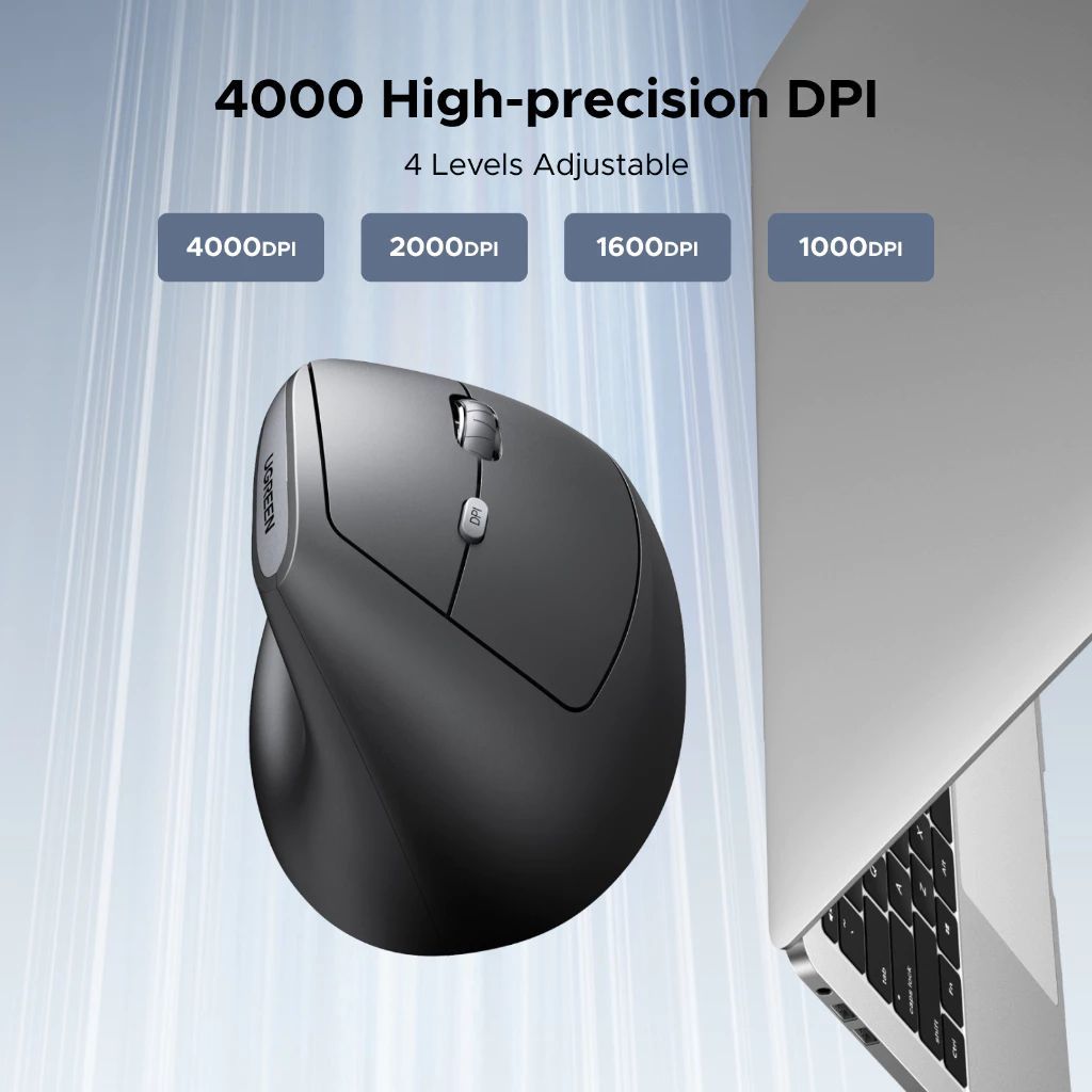 Ugreen Multi-Mode Wireless Vertical Mouse (Black) (M371/75545B)