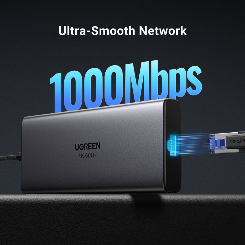 Ugreen USB-C To USB-A 3.2 + USB-A 3.0 + 2xUSB-C 3.2 + 2xHDMI + RJ45 Gigabit + SD & TF