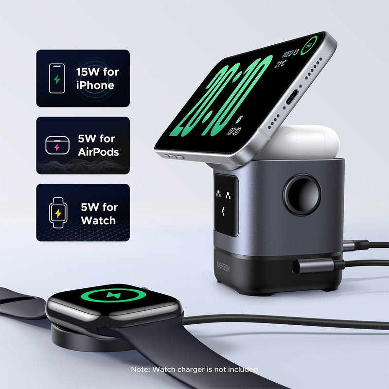 Ugreen Uno Robot 2-in-1 15W Magnetic Wireless Charger for iPhone & AirPods (W709/45775)