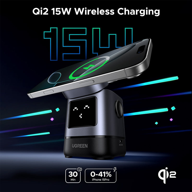 Ugreen Uno Robot 2-in-1 15W Magnetic Wireless Charger for iPhone & AirPods (W709/45775)