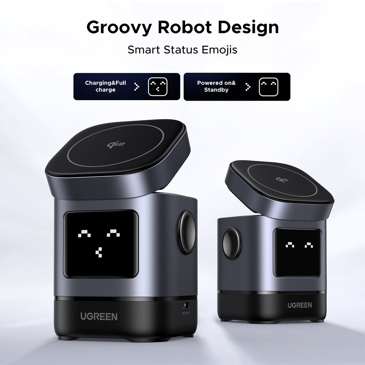 Ugreen Uno Robot 2-in-1 15W Magnetic Wireless Charger for iPhone & AirPods (W709/45775)