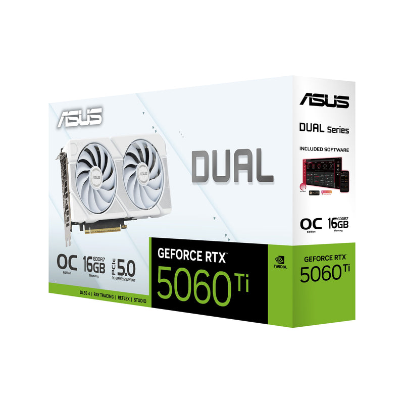 ASUS Dual GeForce RTX 5060 TI 16GB GDDR7 OC Edition Graphics Card (White)
