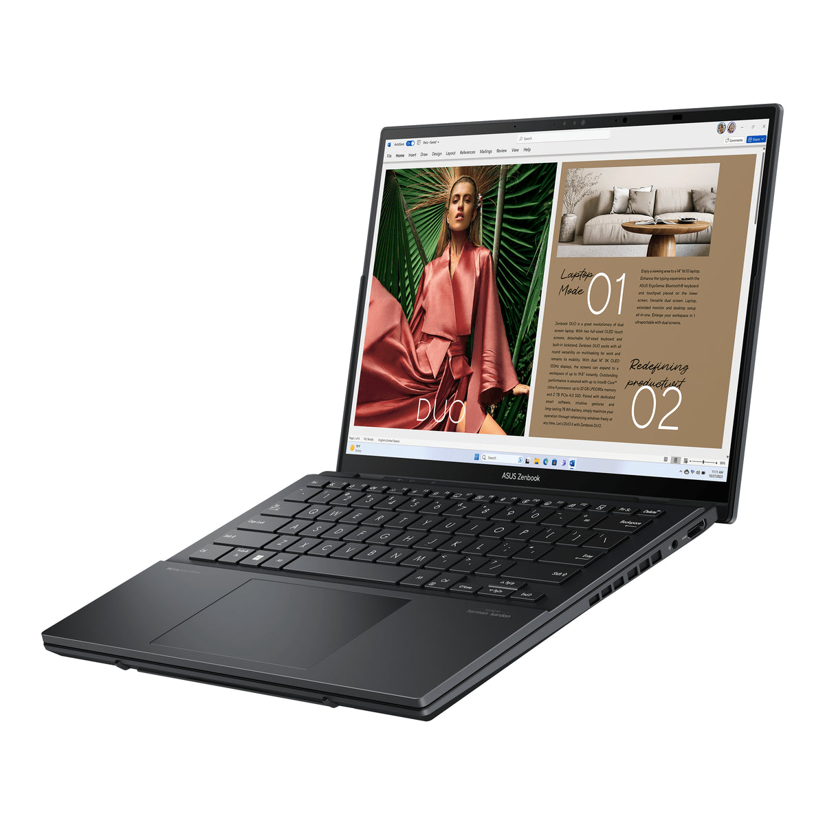 Asus Zenbook UX8406MA-PZ221WS Laptop (Inkwell Grey) | 14" 3K OLED 16:10 Touch | Ultra 7 155H | 32GB RAM | 1TB SSD | IRIS ARC | Windows 11 | MS Office Home & Student 2021 | Backpack