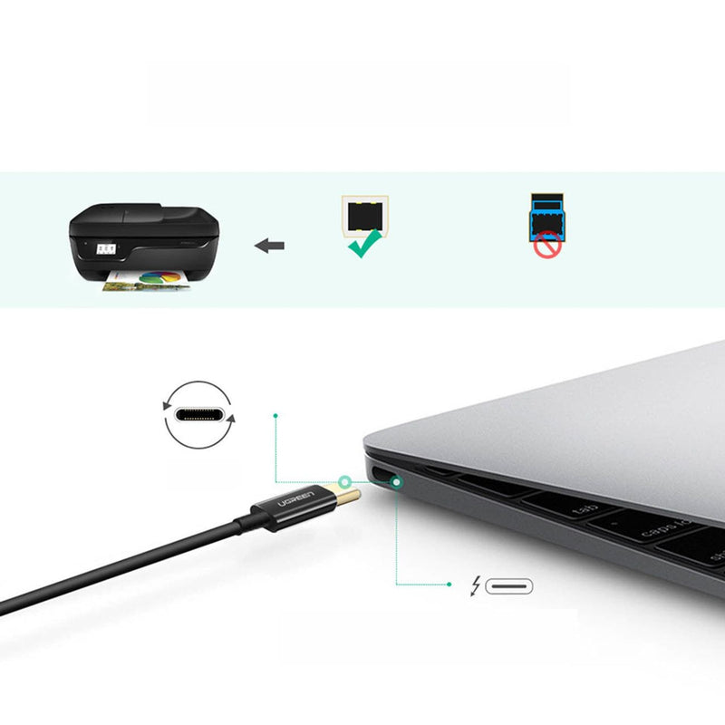 Ugreen USB-C 2.0 to USB-B 2.0 Printer Cable - 2M (US241/50446)