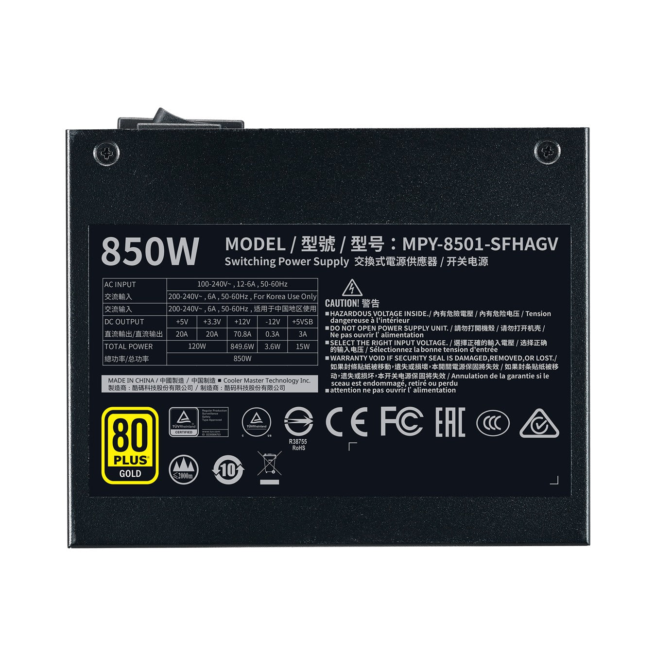 Cooler Master V850 850W SFX 80+ Gold Full-Modular Power Supply (Black) (MPY-8501-SFHAGV-US)