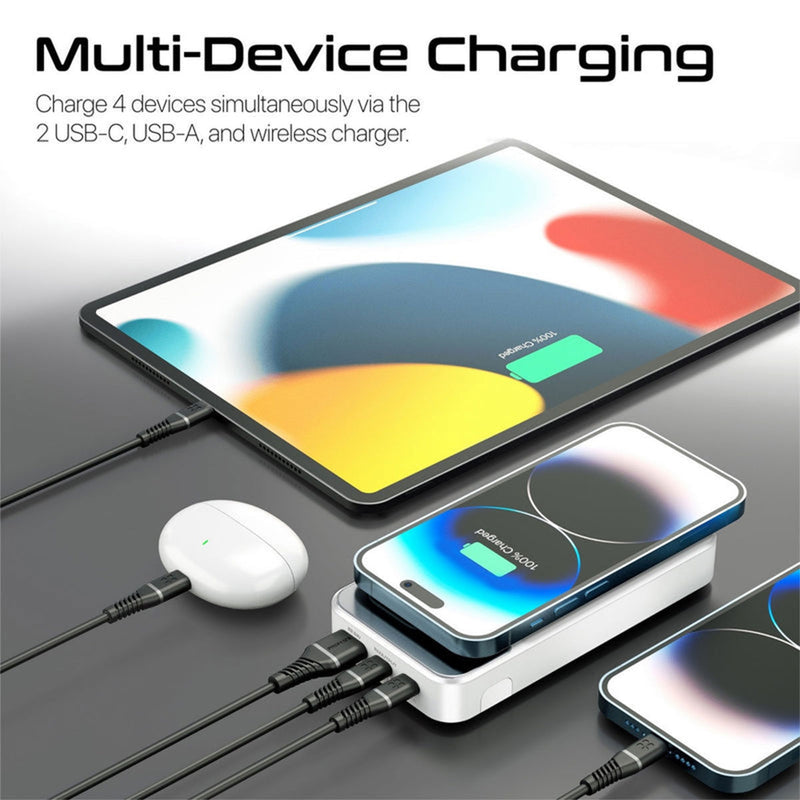 Promate Auratorq-20 20000mAH Ultra Slim 15W Wireless Charging Power Bank with 20W PD & Quck Charge 3.0
