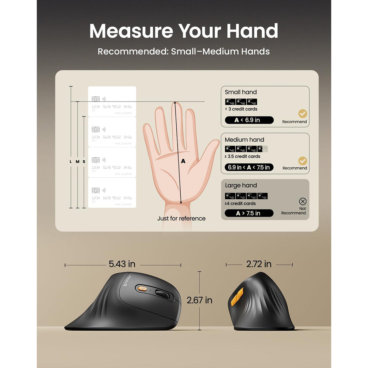 ProtoArc EM11 NL Rechargeable Multi-Device Ergonomic Vertical Mouse