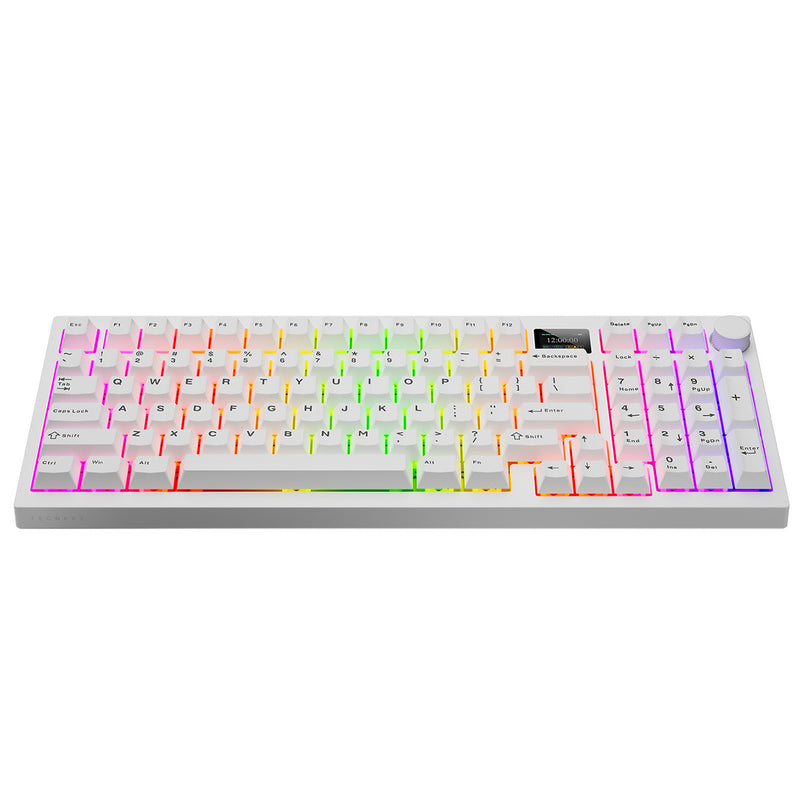 Tecware Spectre 96 RGB Tri-Mode 96-Key Gasket Mounted Mechanical Keyboard with Customizable LCD Display & Volume Knob (White)