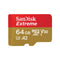Sandisk Extreme 64GB MICROSDXC UHS-1 170MB/S Memory Card With Adapter (SDSQXAH-064G-GN6AA)