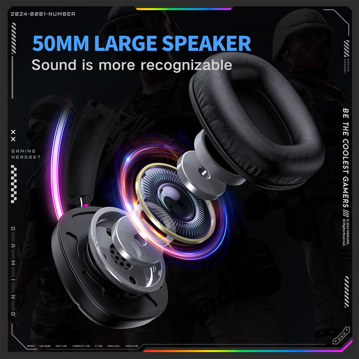 Onikuma X33 RGB Wired Gaming Headset with Noise Cancelling Microphone (Black, Pink)