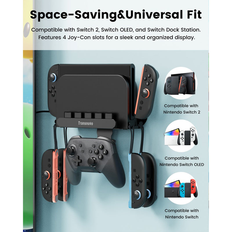 Transnovo Wall Mount with 5 Game Card Storage Slots & 4 Joy-Pad Bracket & Controller Holder 
