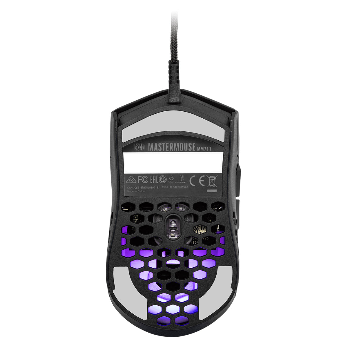 Cooler Master MM711 Gaming Mouse with Lightweight Honeycomb Shell, Ultraweave Cable & RGB Accents (Matte Black)