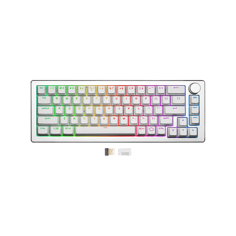 COOLER MASTER CK721 65% HYBRID WIRELESS MECHANICAL KEYBOARD WHITE (BLUE SWITCH CLICKY) - DataBlitz