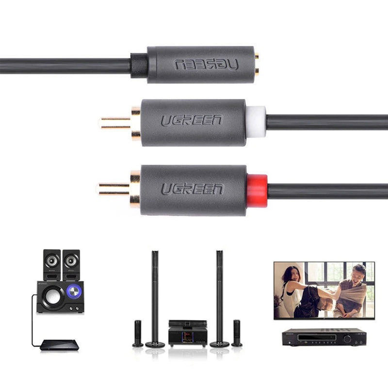 Ugreen 3.5mm Female to 2 RCA Male Audio Cable - 0.20M (Gray) (AV102/10561)