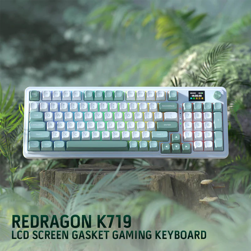 Redragon K719 Gelatin Pro RGB Tri-Mode with LCD Screen Gasket Mounted Mechanical Keyboard |Datablitz