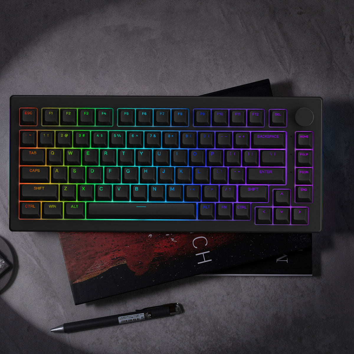 Akko Black 5075B Plus Shine-Through Multi-Mode RGB Hot-Swappable Mechanical Keyboard (Akko V3 Cream Yellow Pro)