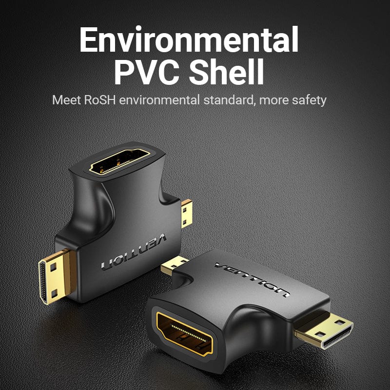 Vention 2-in-1 Mini HDMI & Micro HDMI Male to HDMI Female Adapter (Black) (AGFB0)