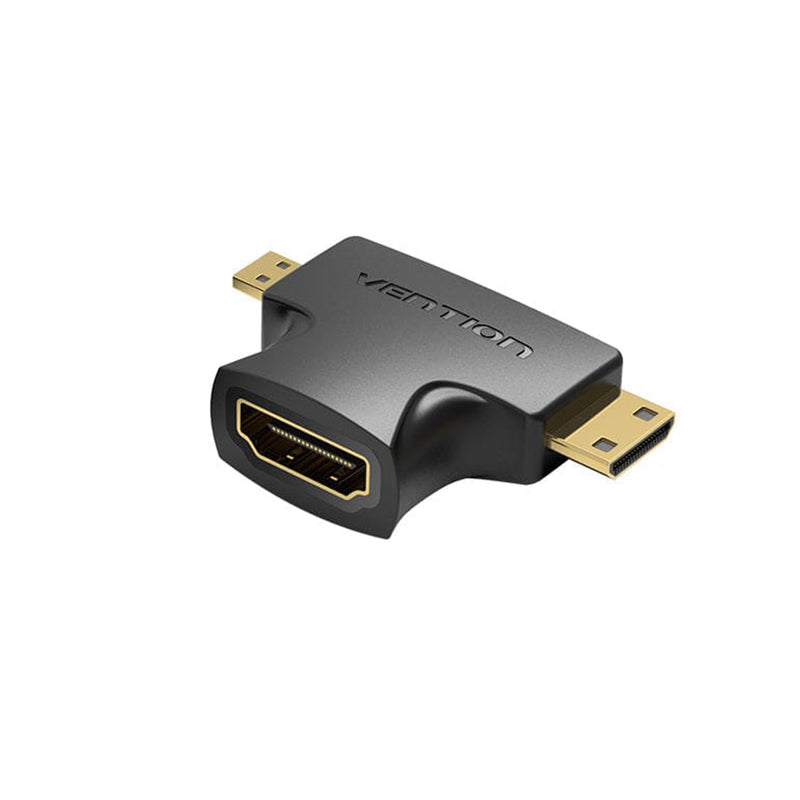 Vention 2-in-1 Mini HDMI & Micro HDMI Male to HDMI Female Adapter (Black) (AGFB0)