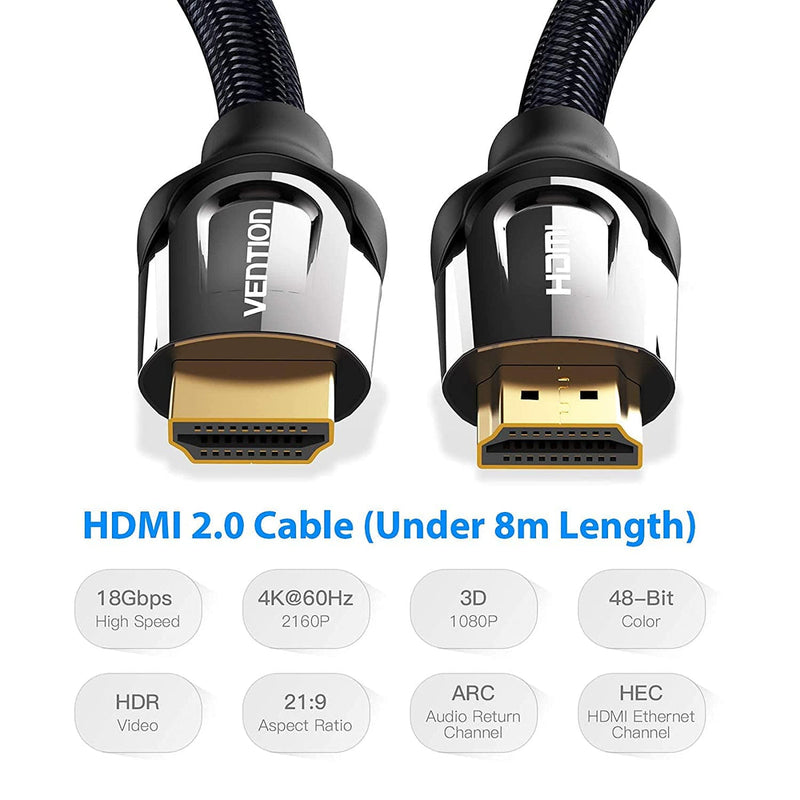 Vention Nylon Braided HDMI Cable Black Metal Type | DataBlitz