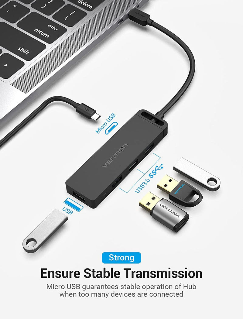 Vention 5-in-1 USB 3.0 Hub - USB-A to USB 3.0 x 4 + Micro-B 