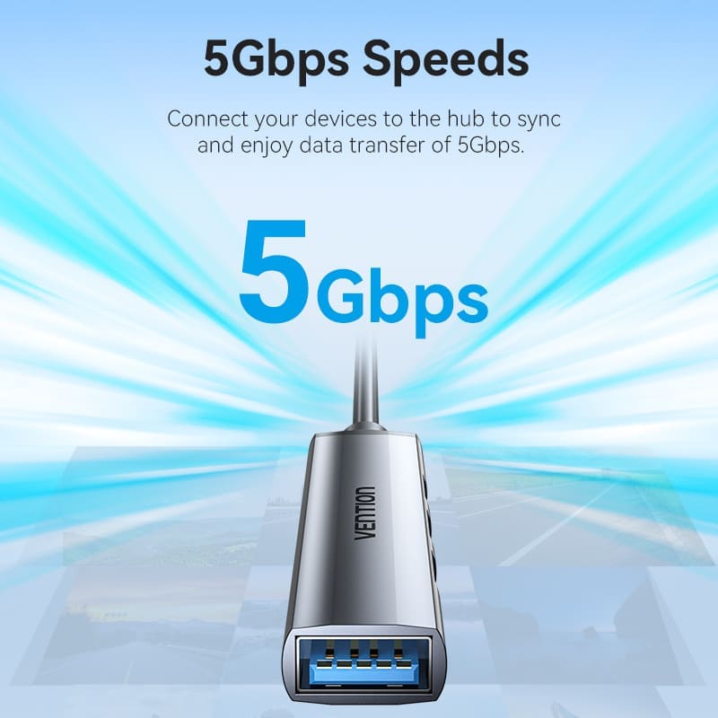 Vention 4-in-1 USB 3.0 Mini Hub - USB-A to USB 3.0 + USB 2.0 x 3