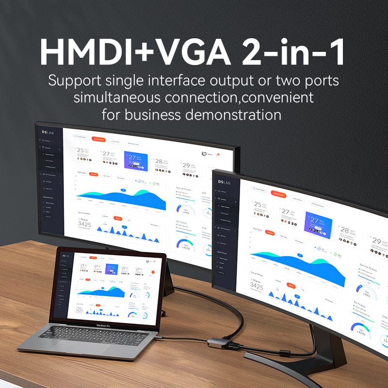 Vention USB-C to HDMI/VGA Converter 0.15M Gray Aluminum Alloy Type (TDIHB)
