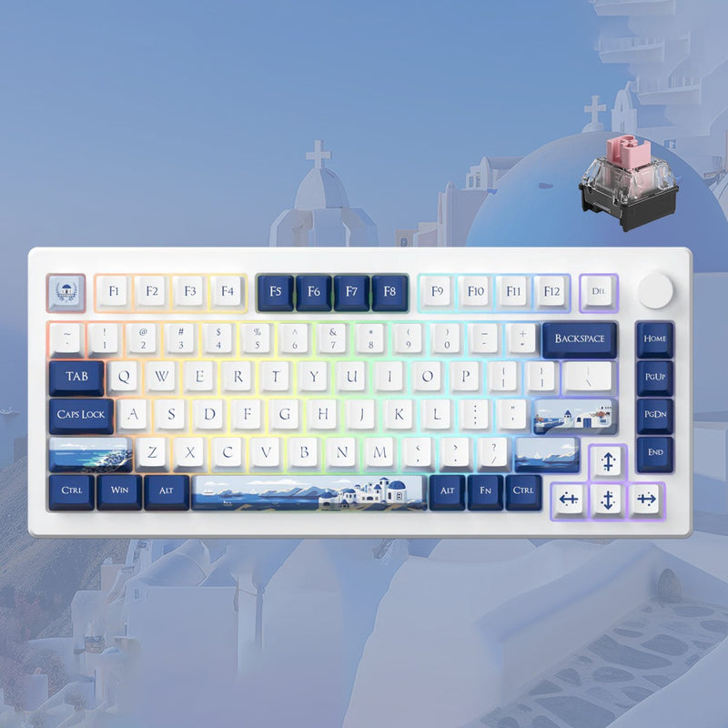 Akko MOD 007B HE PC Santorini Tri-Mode RGB Hot-Swappable Mechanical Keyboard (Kailh Sakura Pink Magnetic Switch)