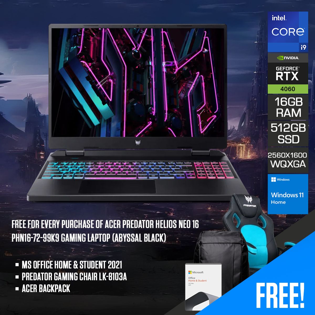 Acer Predator Helios Neo 16 PHN16-72-99K9 Gaming Laptop (Abyssal Black)