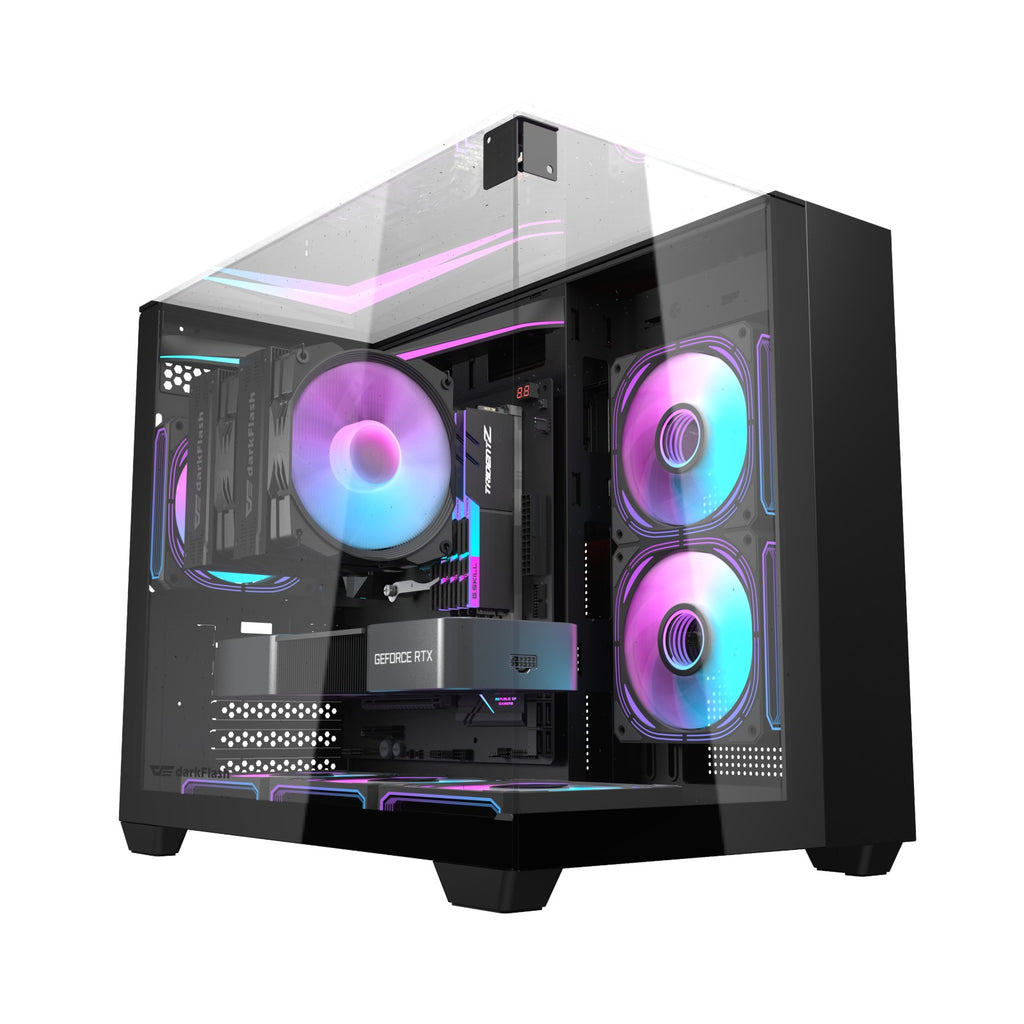 Darkflash TH285M Luxury M-ATX Front & Side Glass Panel PC Case (Black ...