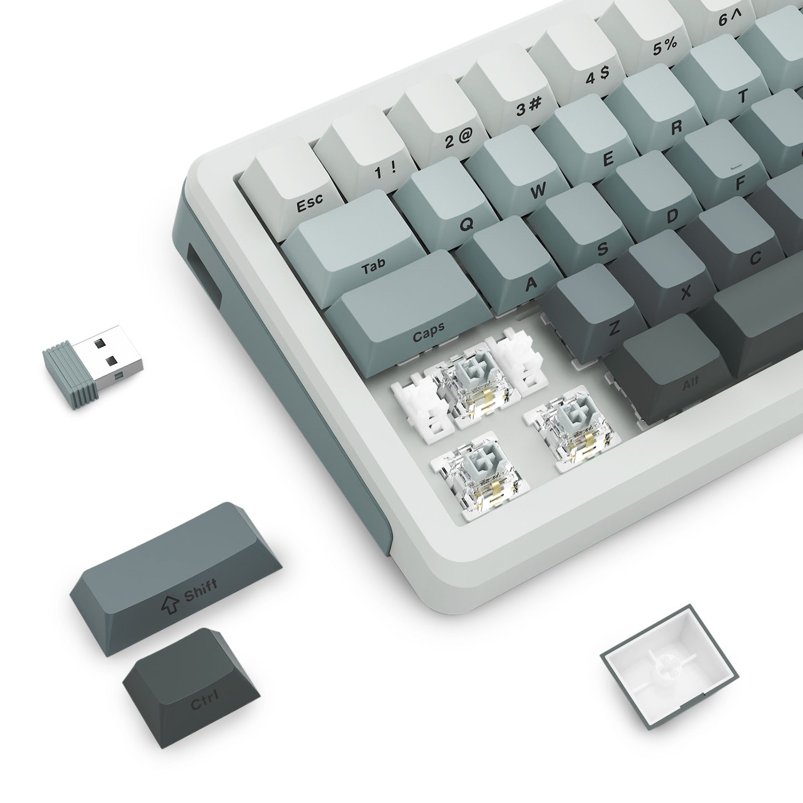 E-Yooso Z-68 Tri-Mode RGB 67 Keys Mechanical Keyboard Gradient Grey (Silverwood Switch)