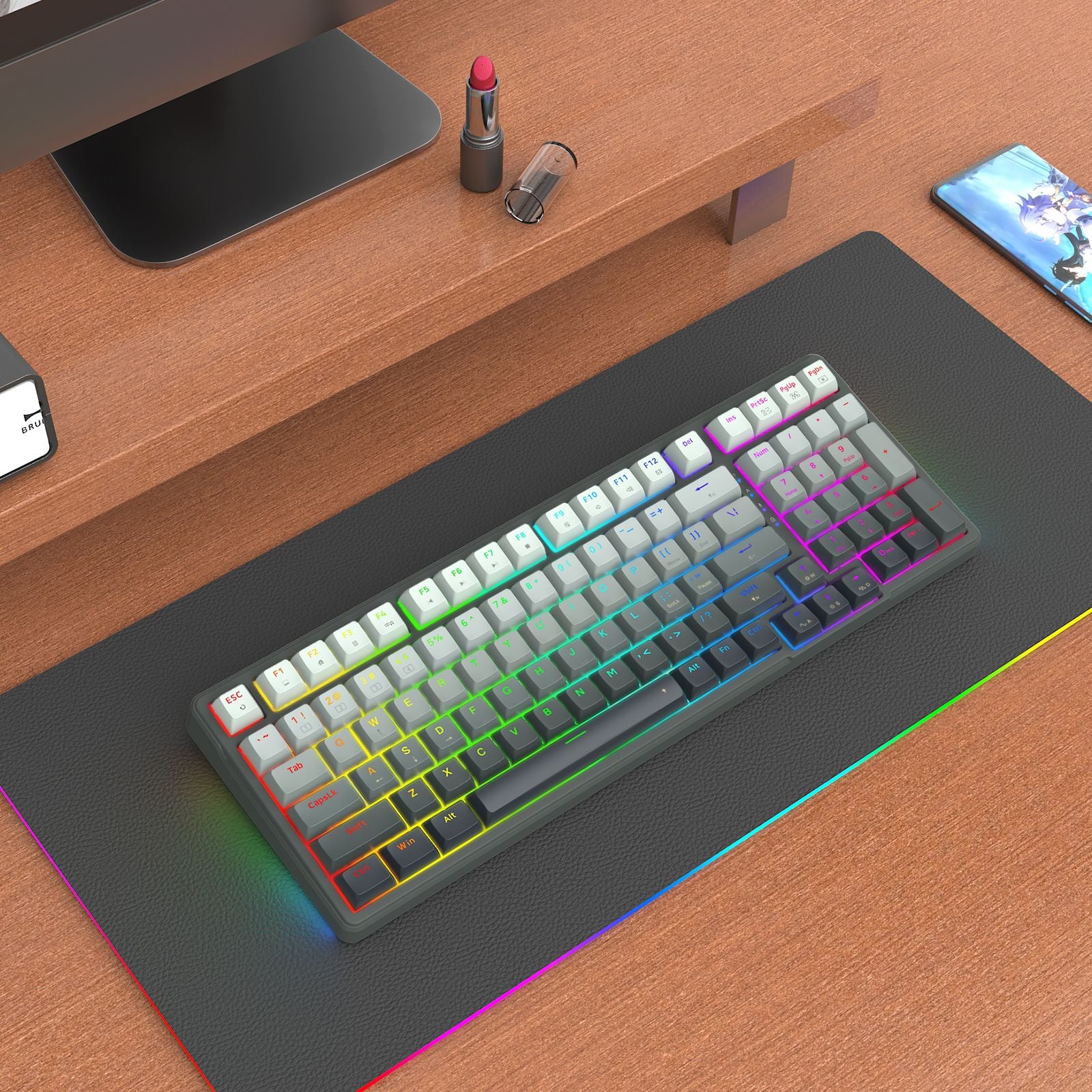 E-Yooso HZ-99 RGB 99-Keys Wired Hot-Swappable Mechanical Keyboard Gradient Grey (Magnetic Switch)
