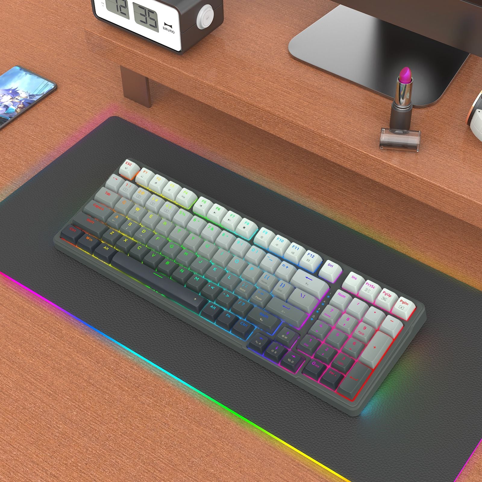 E-Yooso HZ-99 RGB 99-Keys Wired Hot-Swappable Mechanical Keyboard Gradient Grey (Magnetic Switch)