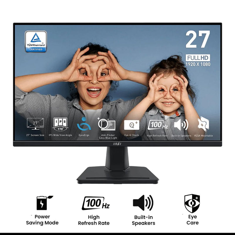 MSI Pro MP275 27" FHD (1920x1080) 100Hz 1ms (MPRT) / 4ms (GTG) IPS Business Productivity Monitor with Tilt Adjustment