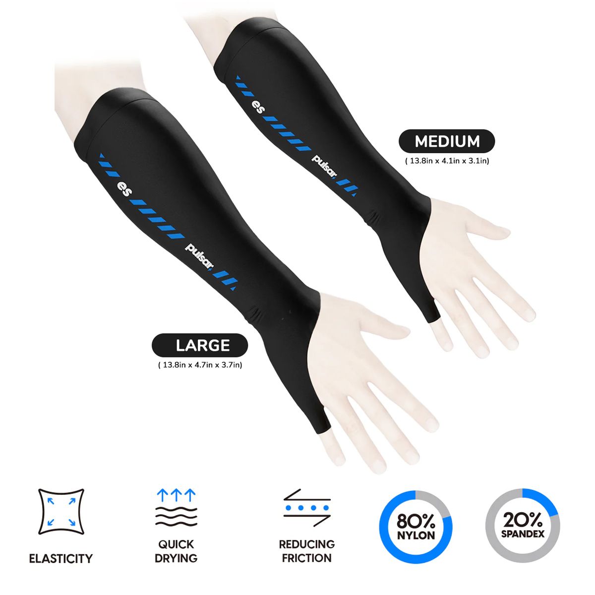 Pulsar ES eSports Arm Sleeve Open Palm Long - Black (M, L)