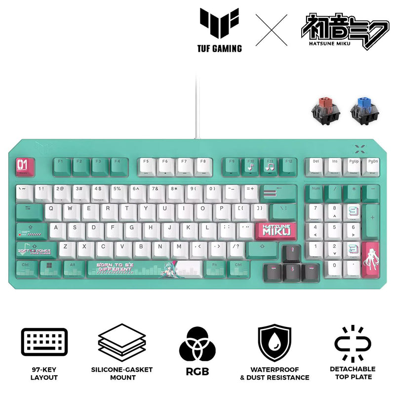 Asus TUF Gaming K3 Gen II Hatsune Miku Ed. Keyboard (Optical-Mechanical RGB Red Switch, Optical-Mechanical RGB Blue Switch) (RA09)