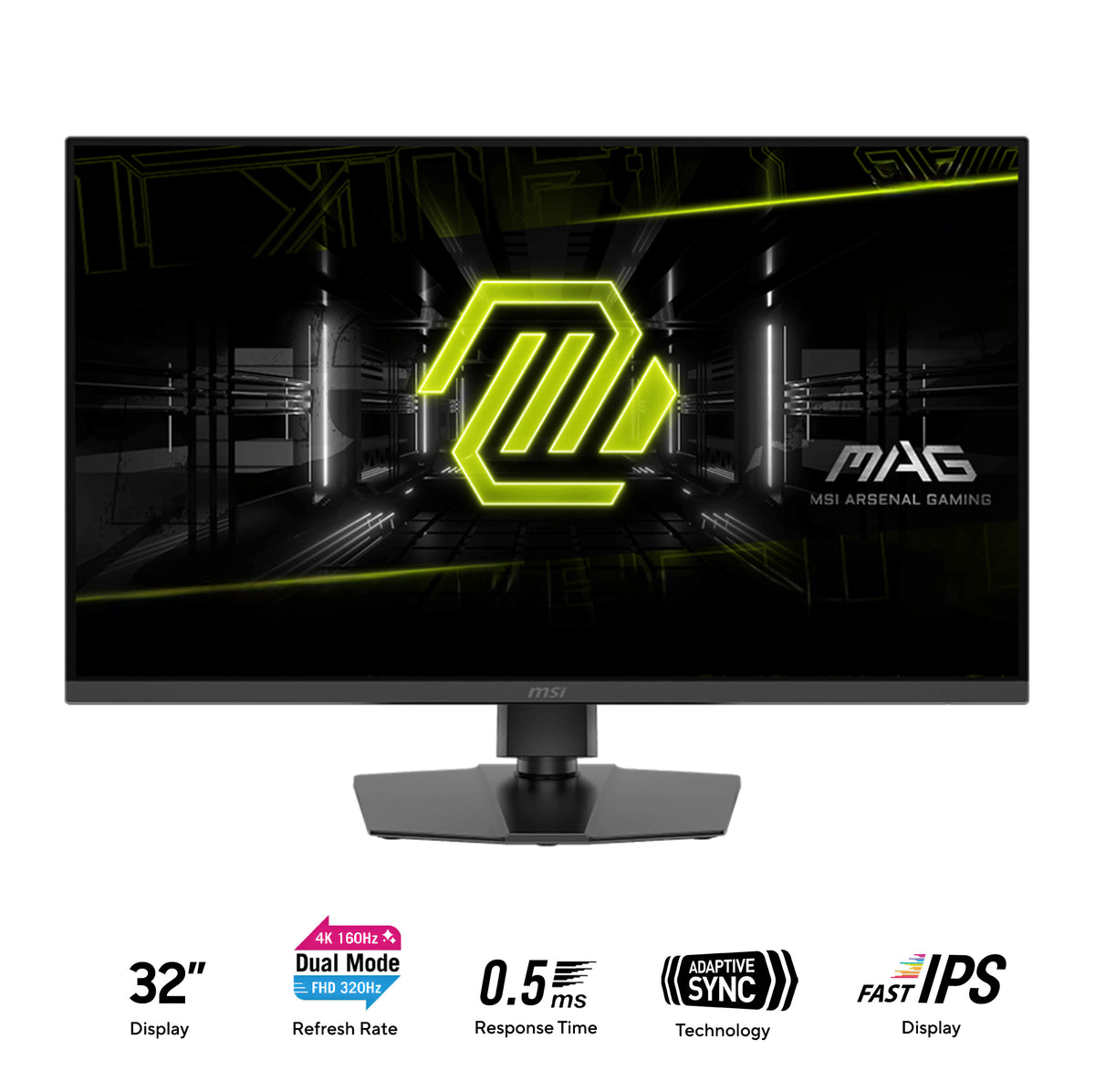 MSI MAG 322URDF E16 32" Dual Mode (4K 160Hz or FHD 320Hz) 0.5ms GTG Fast IPS Gaming Monitor with Tilt/ Swivel/ Pivot/ Height Adjustment