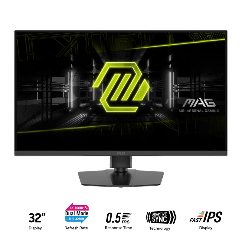 MSI MAG 322URDF E16 32" Dual Mode (4K 160Hz or FHD 320Hz) 0.5ms GTG Fast IPS Gaming Monitor with Tilt/ Swivel/ Pivot/ Height Adjustment