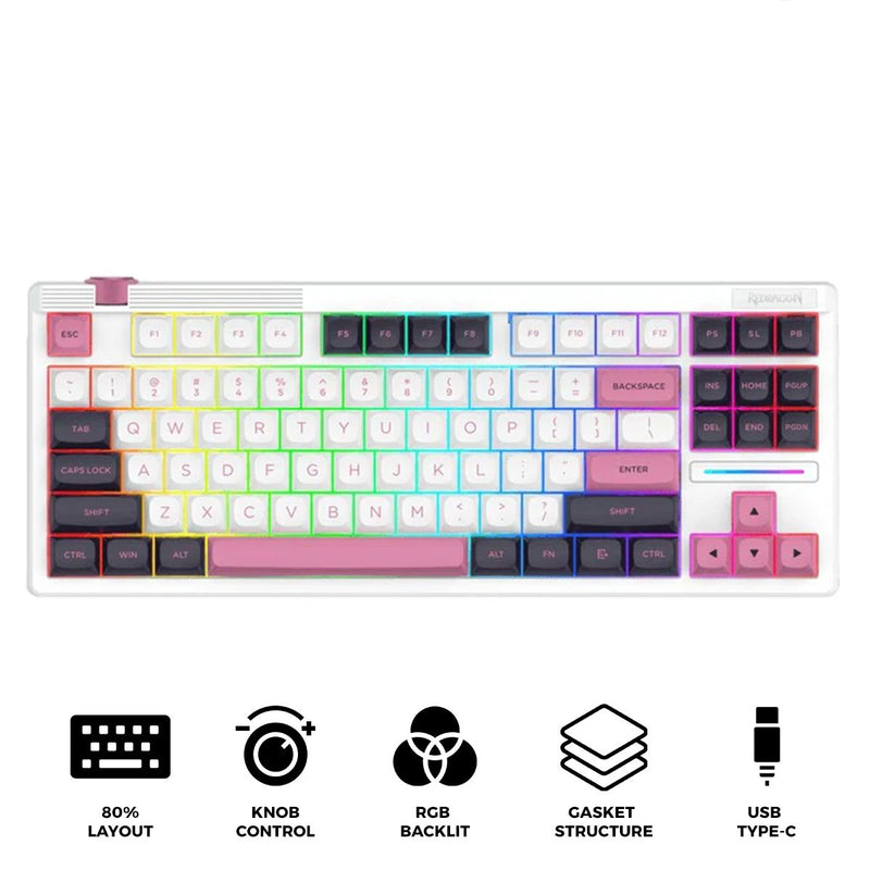 Redragon OTIIM Wired 87 Keys Gasket Mechanical Keyboard (K729WBP-RGB)