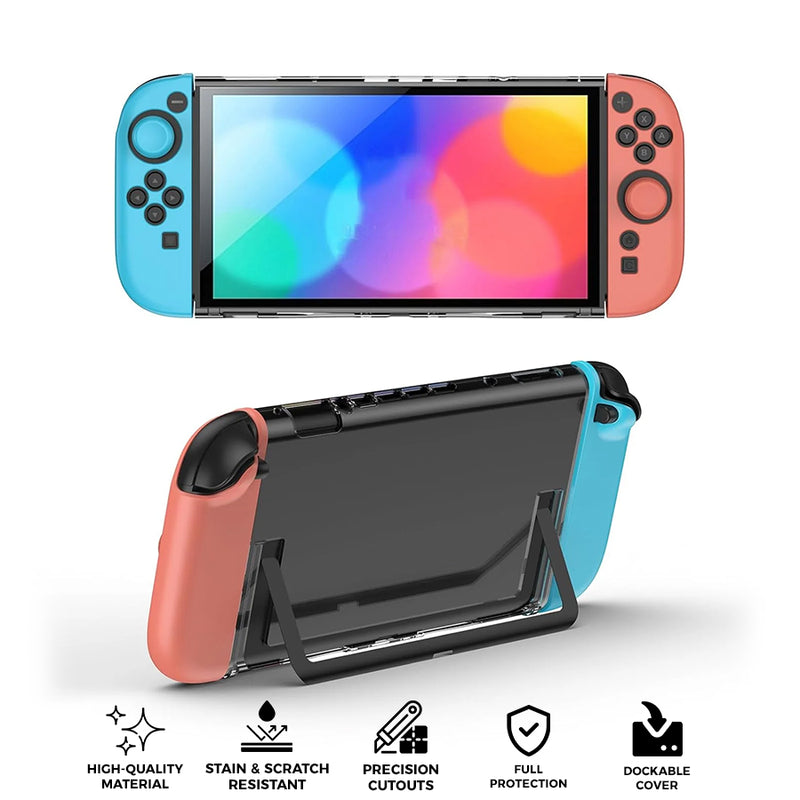 IINE Transparent PC Back Case + Silicone Joy-Pad Case Blue/ Orange for Nintendo Switch 2 (L1091)