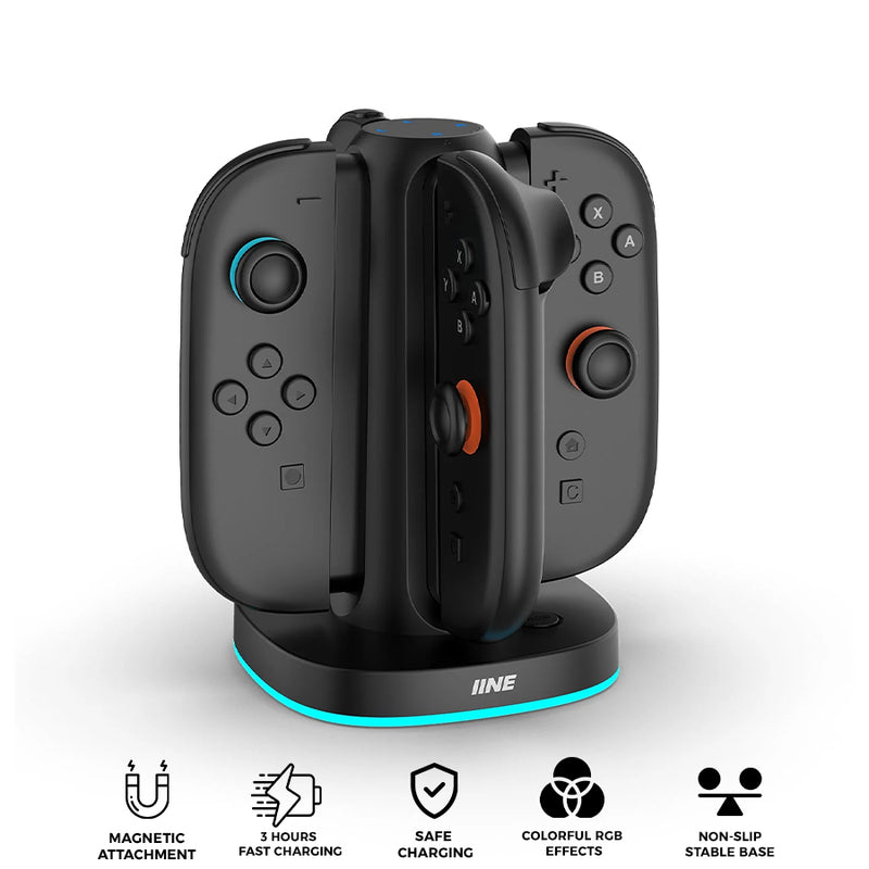 IINE Charging Dock with 4 Slots for Nintendo Switch 2 Controller (Black) (L1145)