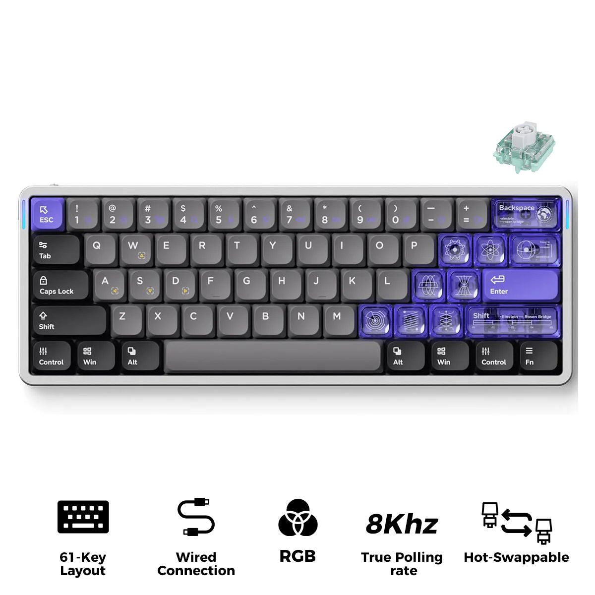 NuPhy Air60 HE RGB 61-Key Magnetic Switch Gaming Keyboard (Space Silver) (Low-Profile Magnetic Jade Switch)