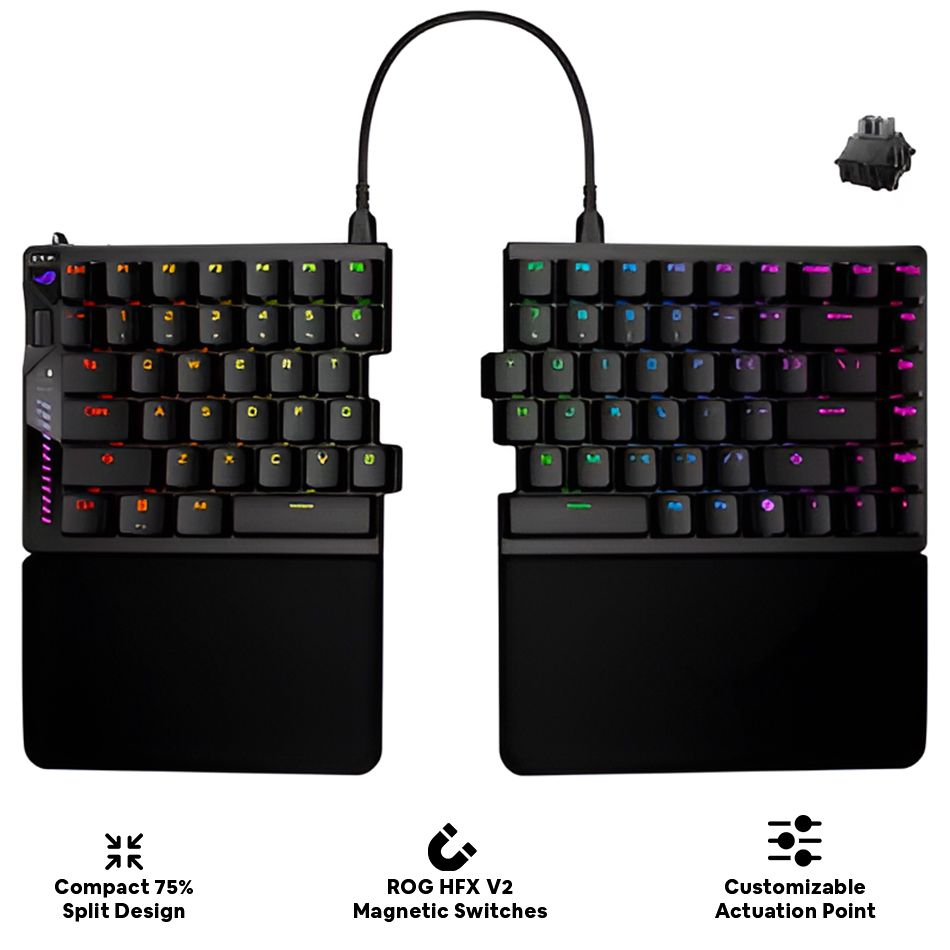 Asus ROG Falcata Split Magnetic 75% Analog Gaming Keyboard (Black) (ROG HFX V2 Magnetic Switch) (M703)
