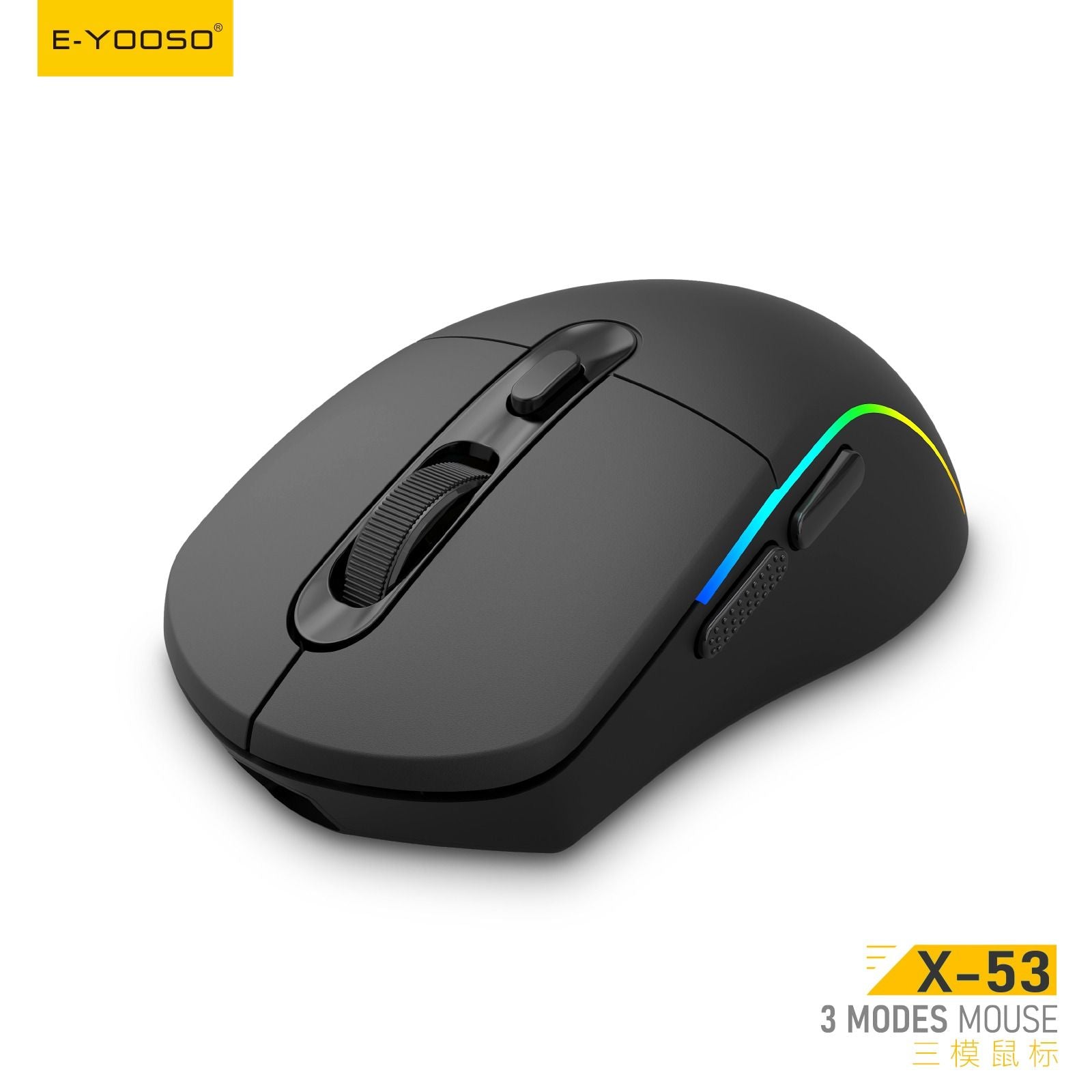 E-Yooso X-53 RGB Tri-Mode Mouse (Black, White)