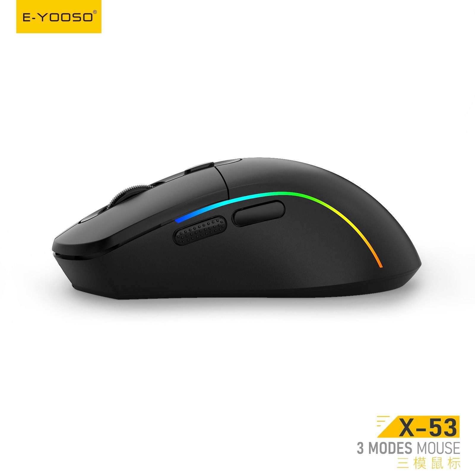 E-Yooso X-53 RGB Tri-Mode Mouse (Black, White)