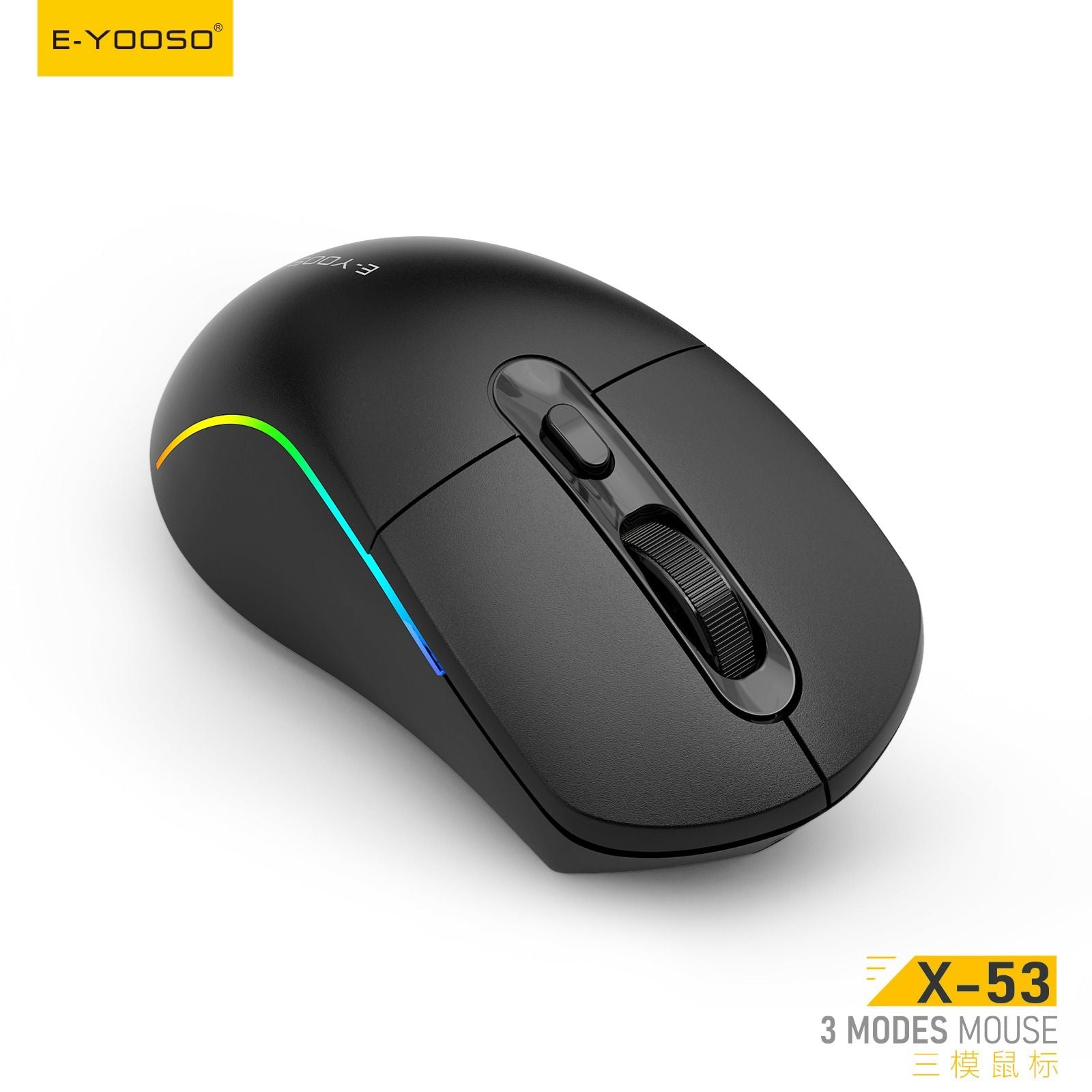 E-Yooso X-53 RGB Tri-Mode Mouse (Black, White)