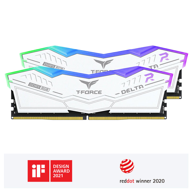 TeamGroup T-Force Delta RGB DDR5 64GB (2x32GB) 6000MHz CL38-46-46-76 1.35V Gaming Desktop Memory (Black, White) (FF3D564G6000HC38GDC01, FF4D564G6000HC38GDC01)