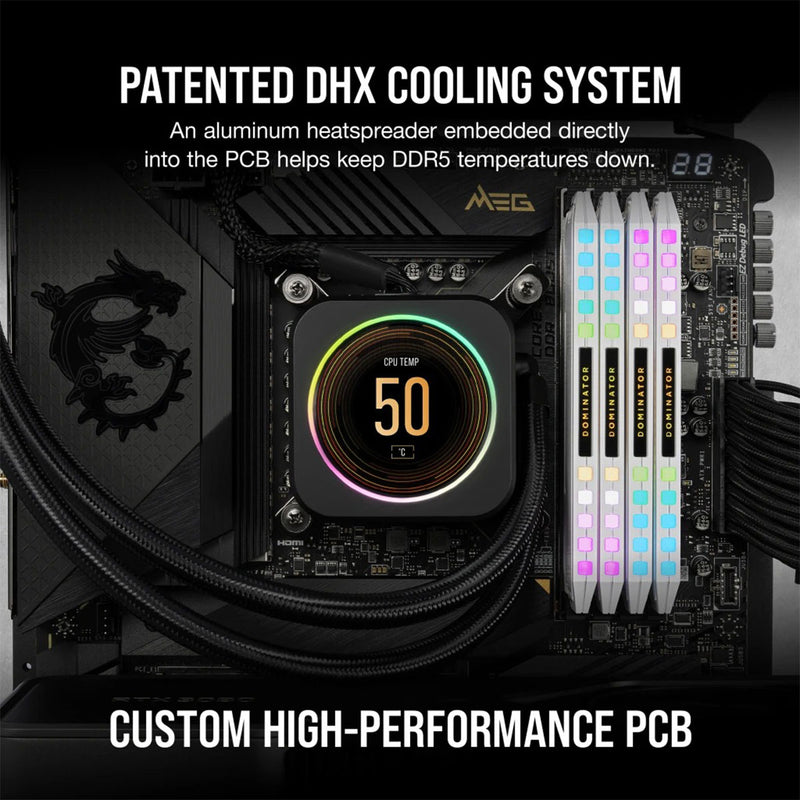 Corsair Dominator Platinum RGB 32GB (2x16GB) DDR5 DRAM 6200MHZ CL36 Memory kit (White)