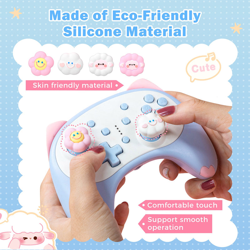 IINE Happy Cloud Smiling Flower Silicone Joy-Stick Caps for Switch Joy-Con (L1015)