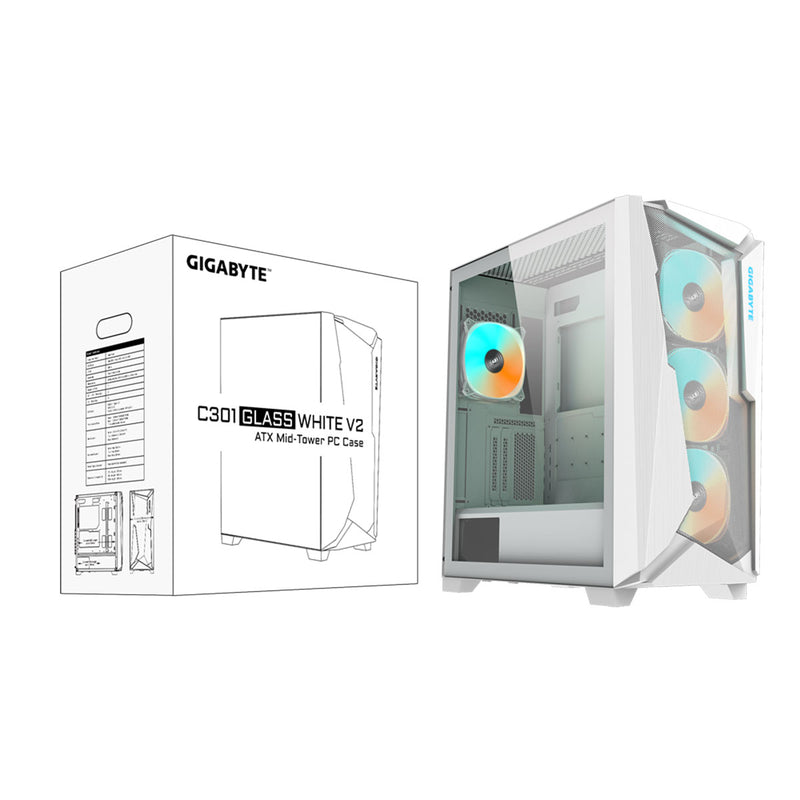 Gigabyte C301 V2 Tempered Glass RGB Mid-Tower 4X ARGB PWM Fan ATX Case