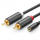 Ugreen 3.5mm Female to 2 RCA Male Audio Cable - 0.20M (Gray) (AV102/10561)